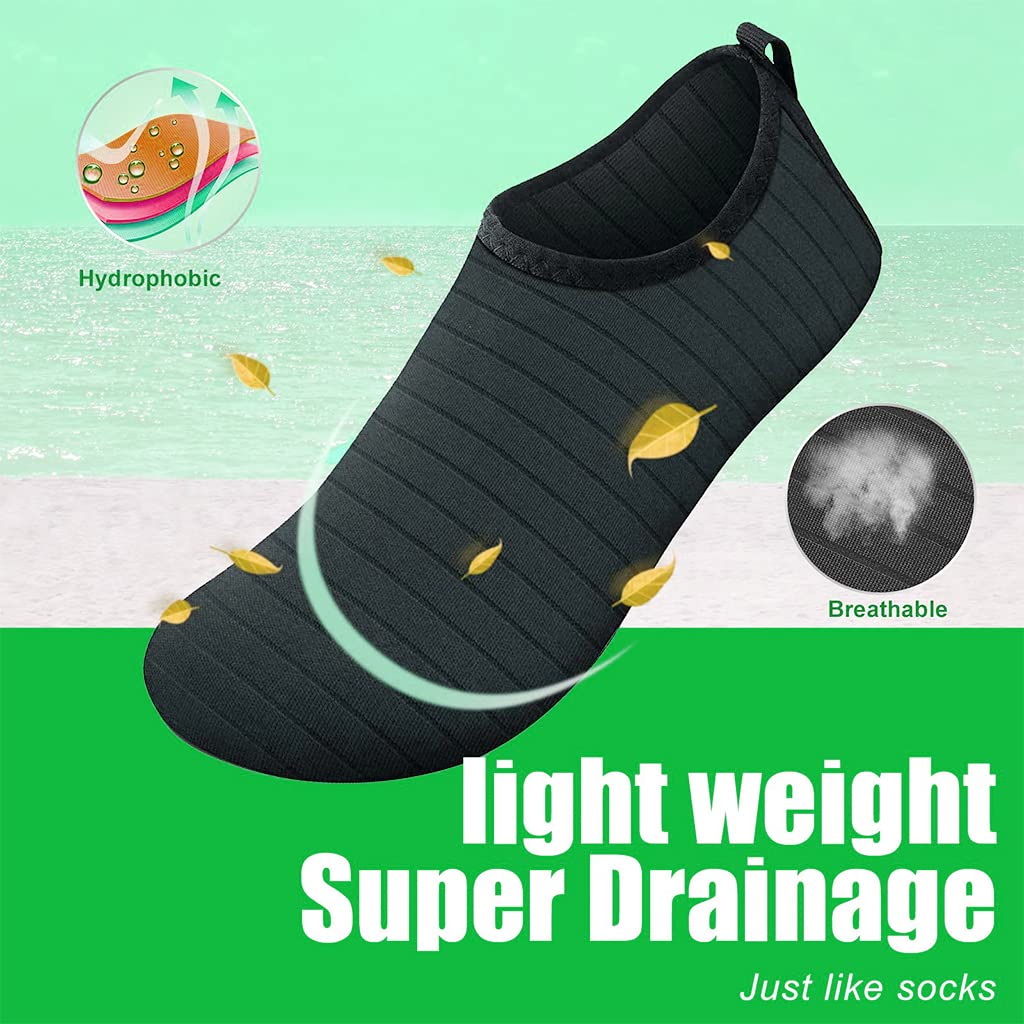 PALAY Water Shoes for Men Women Quick-Dry Beach Barefoot Aqua Socks Slip-on for Sport Swim Surf Yoga Exercise - Black (US 9-10 Women/US 8-9 Men) PALAY Water Shoes for Men Women Quick-Dry Beach Barefoot Aqua Socks Slip-on for Sport Swim Surf Yoga Exercise - Black (US 9-10 Women/US 8-9 Men)